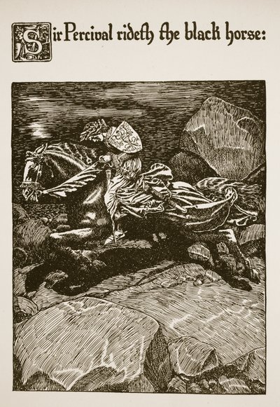 Sir Percival Riding the Black Horse, illustration from 